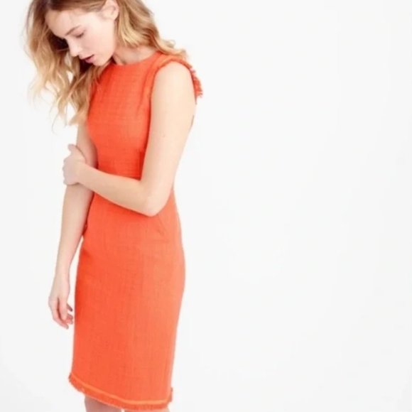 J. Crew Orange Sheath Tweed Dress with Pockets - Picture 1 of 12